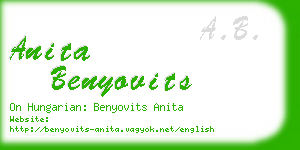 anita benyovits business card